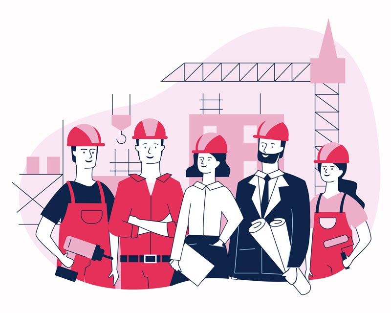 An illustration of employees working together.