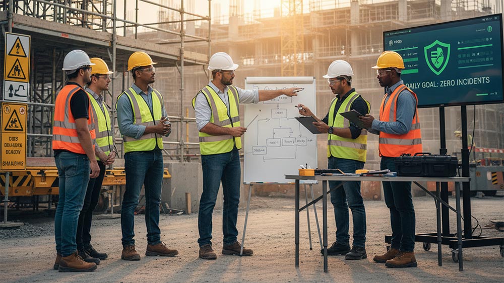 An Occupational Safety Officer Discussing the OHSMS with the team on a project site.