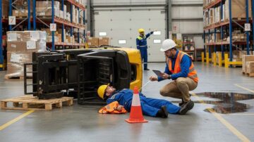 An HSE professional is performing incident investigation at the workplace