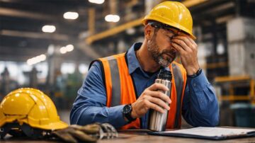 Fatigued industrial worker highlighting the importance of fatigue management at the workplace to prevent safety incidents